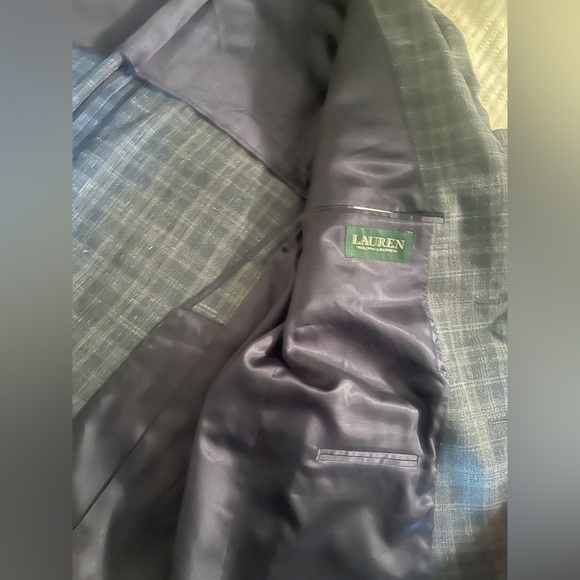 Ralph Lauren Blue Sport Coat with Windowpane Pattern - Picture 7 of 11